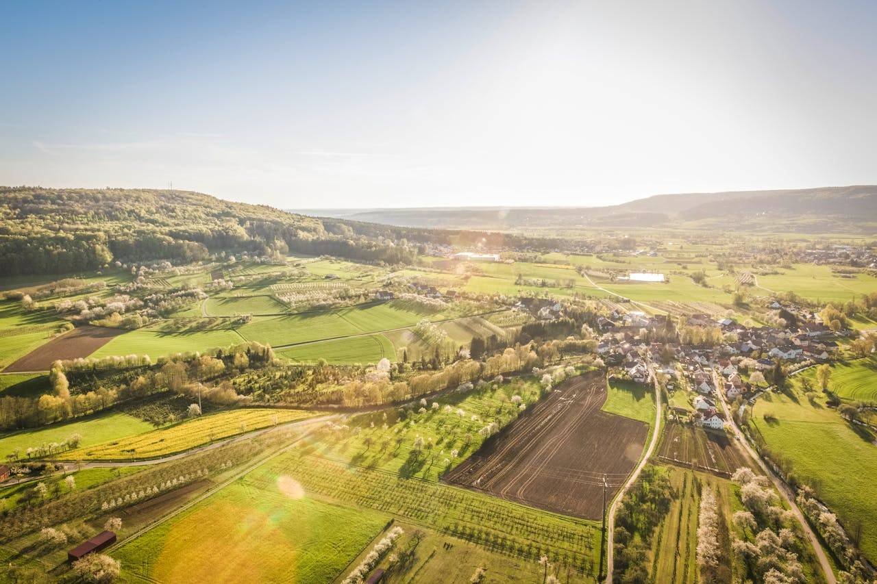 Aerial view of rural area